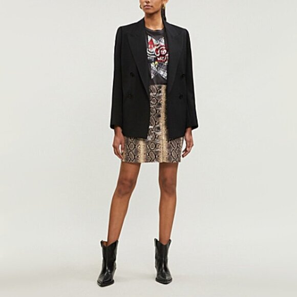 NWOT Sandro python snakeskin pattern leather mini skirt, L - Picture 3 of 13